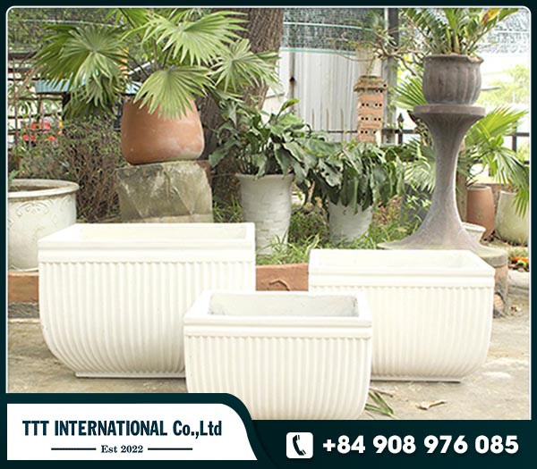 Luxury Square striped white cement concrete planter